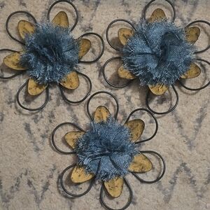 Decorative Metal and Fabric Flower Set